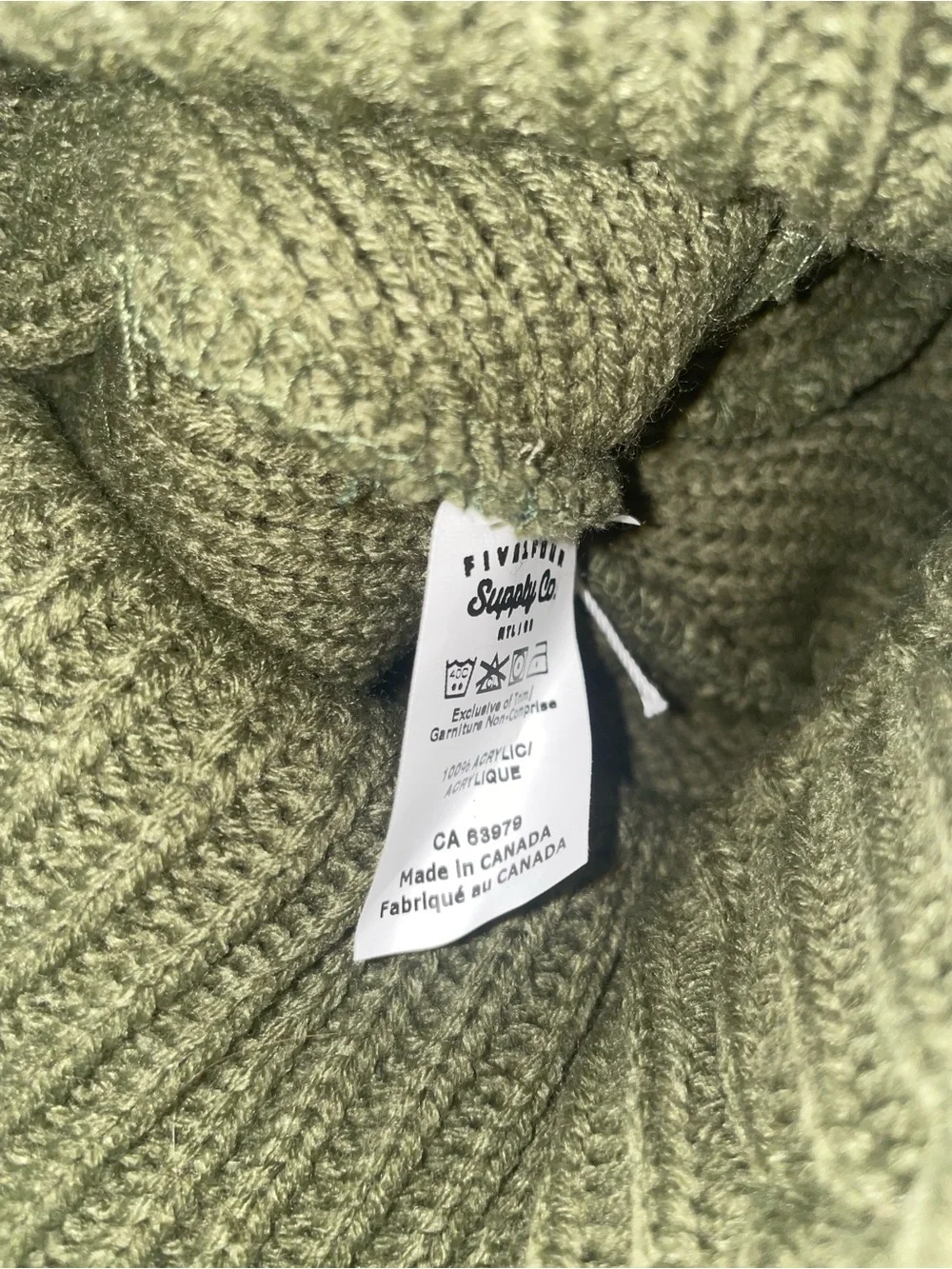 Olive Knit Pom Beanie with Faux Fur Pom